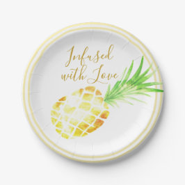 Sappige Gouden Ananas Papieren Bordje