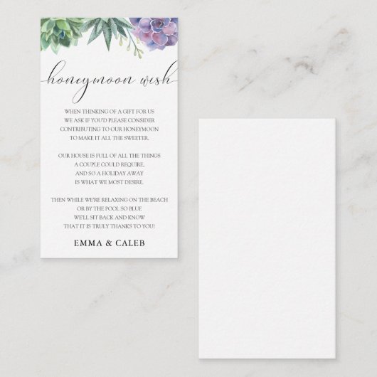 Sappige huwelijksreis-wens fondsen bijlage kaart (Voorkant / Achterkant)