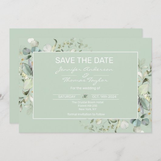 Sappige Kleur, Elegant Minimalisme Bewaar deze dat Save The Date (Voorkant / Achterkant)