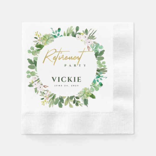 Sappige krans blad waterverf pensionering servet (Voorkant)