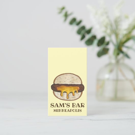 Sappige Lucy Minneapolis Minnesota Cheeseburger Visitekaartje (Staand voorkant)