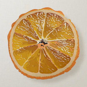 Sappige oranje plak - leuk rond kussen