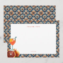 Sappige Oranje Spritz Bloemige Bruiloftsdouche Bedankkaart