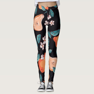 Sappige peren: met de hand getekend vruchtpatroon. leggings