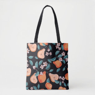 Sappige peren: met de hand getekend vruchtpatroon. tote bag