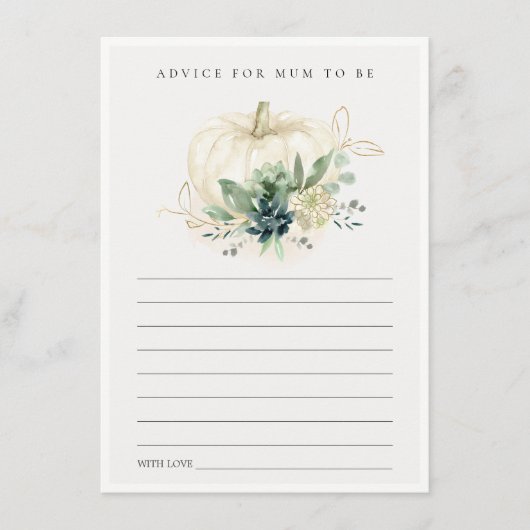 Sappige Pompoen Advies Aanstaande Moeder Baby Show Informatiekaartje (Voorkant)