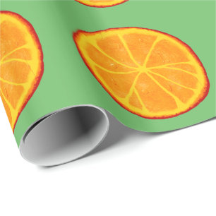 Sappige Realistische Oranje Plakken Cadeaupapier
