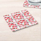 Sappige rode aardbeien Waterverf Kartonnen Onderzetters (Schuin)