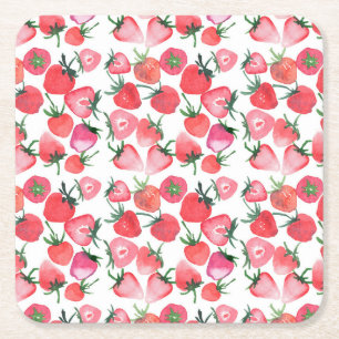Sappige rode aardbeien Waterverf Kartonnen Onderzetters