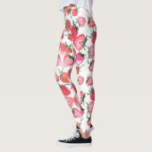 Sappige rode aardbeien Waterverf Leggings (Links)