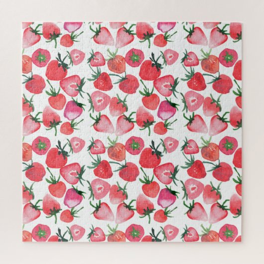 Sappige rode aardbeien Waterverf Legpuzzel (Verticaal)