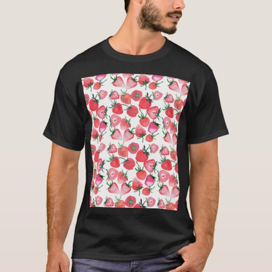 Sappige rode aardbeien Waterverf T-shirt (Voorkant)