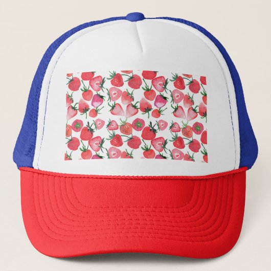 Sappige rode aardbeien Waterverf Trucker Pet (Voorkant)