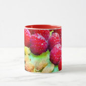 Sappige rode frambozen en amandelen Waterverf Mok (Midden)