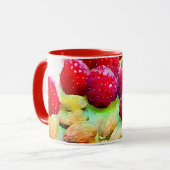Sappige rode frambozen en amandelen Waterverf Mok (Voorkant links)