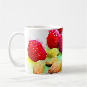 Sappige rode frambozen en amandelen Waterverf Mok (Links)