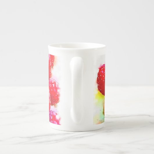 Sappige rode frambozen en amandelen Waterverf Porselein Kop (Achterkant)