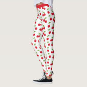 Sappige Rode Kersen Rood en Wit Patroon Leggings (Links)