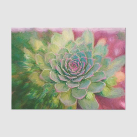 Sappige Rustieke Groene Roze Aquarel Decoupage Tissuepapier (Voorkant)