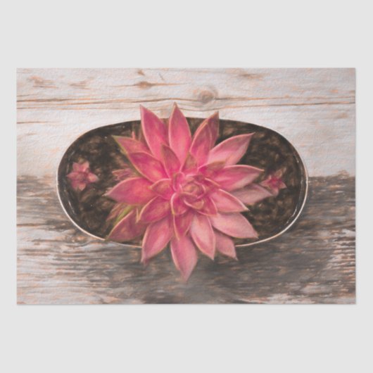 Sappige rustieke  Roze Botanische Decoupage Tissuepapier (Voorkant)