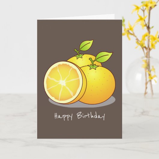 Sappige Sinaasappels fruitkunst Kaart (Gele Bloem)