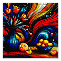 Sappige sinaasappels naast een mooie vaas