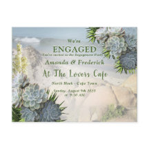 Sappige tinten van bleke blauwen verlovingskaart