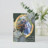 Sappige tinten van Bleke blues en groene housewarm Aankondigingskaart (Staand voorkant)