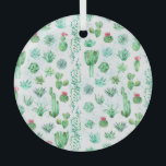 Sappige Tuin: Waterverf Naadloze Achtergrond. Glas Ornament<br><div class="desc">Waterverf naadloze patroonachtergrond met vetplanten en cactus Voeg een vleugje boho toe aan je leven met dit vettige patroon. Succulenten en cactussen dansen in een moestuin. waterverf,  cactus,  achtergrond,  textuur,  waterverf,  strand,  mode,  natuur,  illustratie,  beauty,  tuin,  groen,  naadloos,  schilderen,  plant,  woestijn,  stof,  kleurrijk,  brazilië</div>