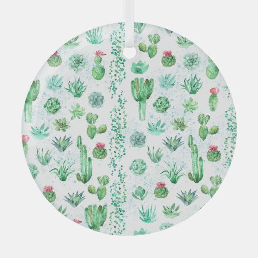 Sappige Tuin: Waterverf Naadloze Achtergrond. Glas Ornament (Voorkant)