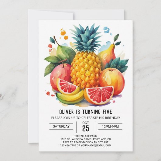 Sappige Watermeloen Bewerkbare Vruchten Verjaardag Kaart (Voorkant)