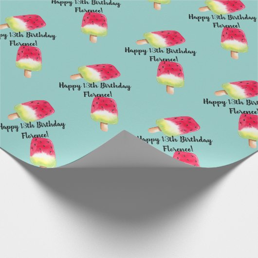 Sappige Watermeloen Ice Lolly Popsicle zomertijd Cadeaupapier (Hoek)