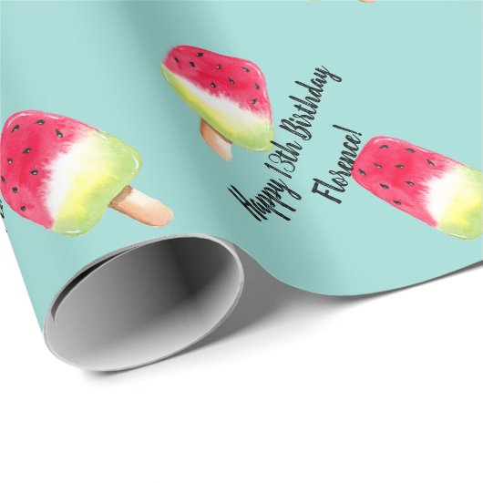 Sappige Watermeloen Ice Lolly Popsicle zomertijd Cadeaupapier (Rol Hoek)