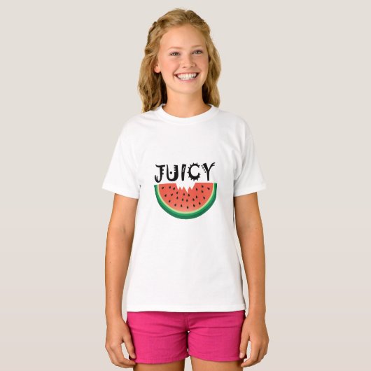 Sappige Watermeloen - Meisjes Basic T-Shirt (Voorkant volledig)