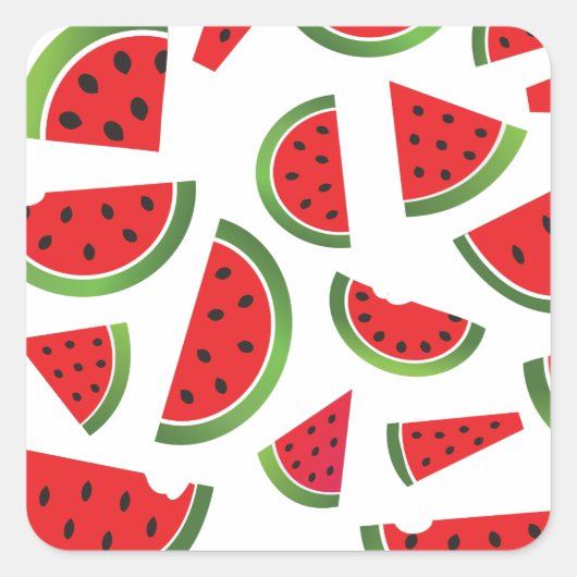 Sappige Watermeloen Slices Fruit Patroon Vierkante Sticker (Voorkant)