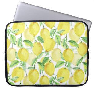 Sappige Waterverf: Levendige citroenschildering Laptop Sleeve