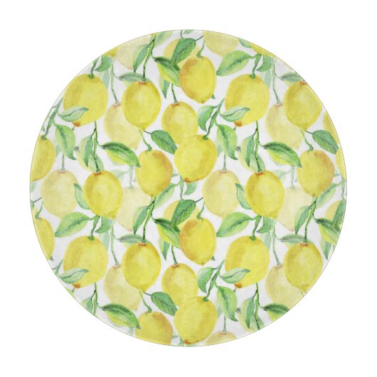 Sappige Waterverf: Levendige citroenschildering Snijplank (Voorkant)