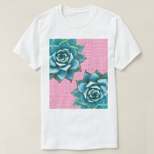 Sappige waterverf op bleke roze t-shirt