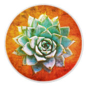 Sappige Waterverf op Oranje Roest Keramiek Keramische Knop (Voorkant)