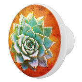Sappige Waterverf op Oranje Roest Keramiek Keramische Knop (Rechts)