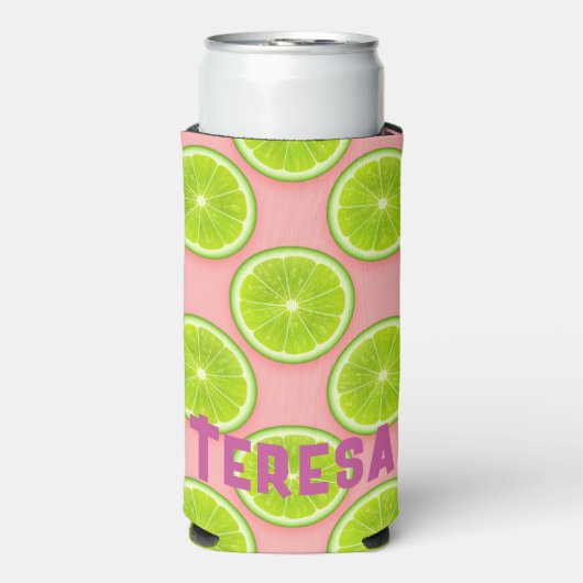 Sappige Zomer Limoenen Fun Persoonlijk  Seltzer Blikjeskoeler (Seltzer Voorkant)