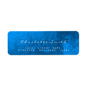 Sappire Blue Glass Metal Return Address Labels