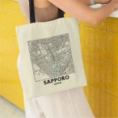 Sapporo, Japan, City Map Tote Bag