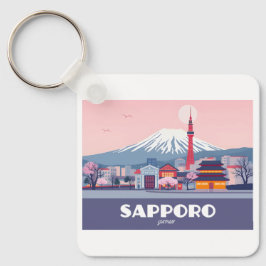 Sapporo Japan Hokkaido Cityscape Pastelreizen Sleutelhanger