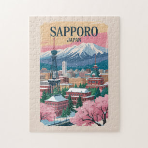 Sapporo Japan Illustratie Reis Kunst Vintage Legpuzzel
