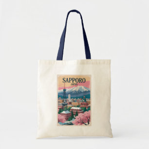 Sapporo Japan Illustratie Reis Kunst Vintage Tote Bag