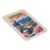 Sapporo Japan Illustration Travel Art Vintage Magneet (Rechterzijde)