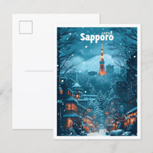 Sapporo Japan Kunst Reizen Illustratie Briefkaart