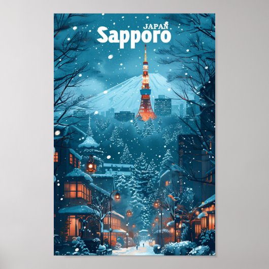 Sapporo Japan Kunst Reizen Illustratie Poster (Voorkant)