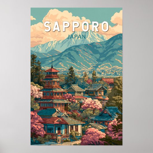 Sapporo Japan Reis Kunst Vintage Poster (Voorkant)